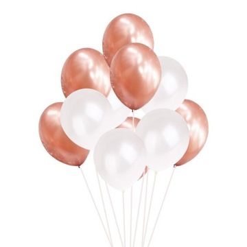 BALONY BIAŁE + ROSE GOLD ZESTAW BALONÓW WESELE 6+6