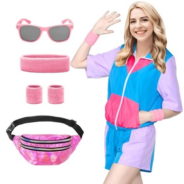 Letni komplet dres damski do joggingu krótki kolorowy z dodatkami M