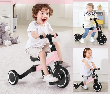 ТРЕХКОЛЕСНЫЙ БАЛАНСИРОВОК 4в1 ДЛЯ РЕБЕНКА, РЕГУЛИРУЕМЫЙ РУЛЬ, СКЛАДНОЙ