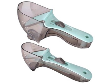 REGULOWANA MIARKA MIARKI DO KUCHNI ŁYŻECZKA 2 SZTUKI 130ml Z WIESZAKIEM