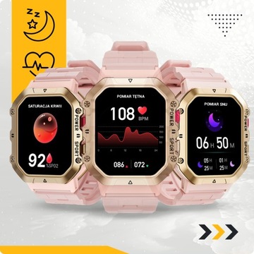 SPORTOWY SMARTWATCH DAMSKI ZEGAREK WODOODPORNY POLSKIE MENU ROZMOWY AMOLED