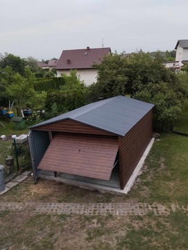 Деревянный гараж 4х6, гараж на заказ, листовой металл, распашные ворота, дверь