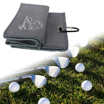 Полотенце для гольфа с карабином, переносное, впитывающее, серое
