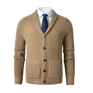 KURTKA MĘSKA Wysokiej jakości męski sweter kardigan Slim Fit z dzianiny Ted