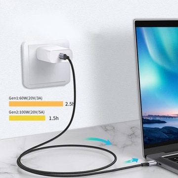 Удлинительный кабель USB C PD для быстрой зарядки 100 Вт, 5 А, 20 В, USB 3.1 Gen 2, длина 1,5 м