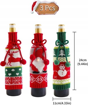 РОЖДЕСТВЕНСКОЕ УКРАШЕНИЕ ДЛЯ БУТЫЛКИ ВИНА 3 ШТ.