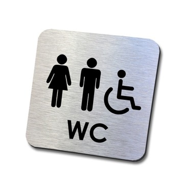 srebrna tabliczka informacyjna WC razem