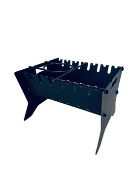 MANGAL GRILL WĘGLOWY SKŁADANY NA 7 SZAMPURY METAL 2 MM + PÓŁKA NA PATELNIE