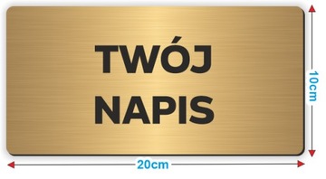 Tabliczka z Twoim napisem LOGO | Tabliczka informacyjna ZŁOTA| Druk UV