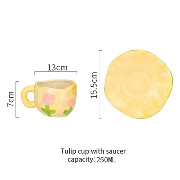 Vintage filiżanka kawy i malowany tulipan w kratę kwiat ceramiczny kubek sp