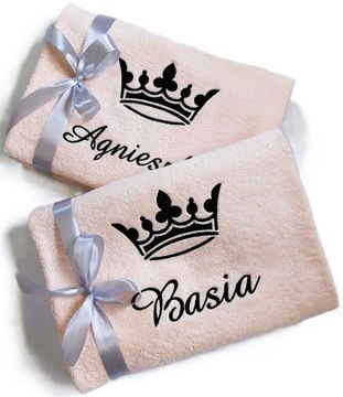 PREZENT NA 30 40 50 60 70 URODZINY IMIENINY RĘCZNIK HAFT KORONA TWOJE IMIĘ