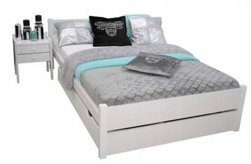 Łóżko podwójne drewniane POLA 120x200 białe MATERAC + STELAŻ gratis masywne