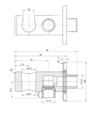 Przyłącze kątowe Cascada NAC 051K Deante