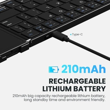 Bluetooth-клавиатура Складная клавиатура с сенсорной панелью