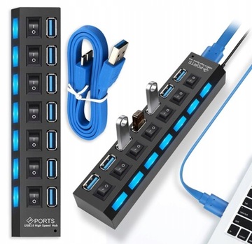 HUB USB 3.0 ROZDZIELACZ 7 PORTÓW ROZGAŁĘŹNIK 5GB/s