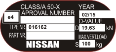 Tabliczka / naklejka znamionowa Nissan Hak