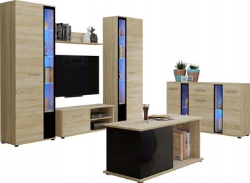 Zestaw mebli Komoda Witryna ława Cube XL sonoma