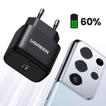 СЕТЕВОЕ ЗАРЯДНОЕ УСТРОЙСТВО UGREEN USB C PD 25 Вт С КАБЕЛЕМ USB-C БЫСТРАЯ ЗАРЯДКА