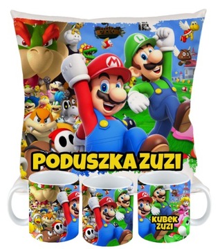 ZESTAW PODUSZKA KUBEK dla dziecka SUPER MARIO