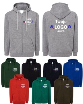 BLUZA Z KAPTUREM ROZPINANA Z LOGO HAFT NADRUK x10