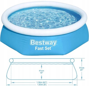 BASEN OKRĄGŁY DMUCHANY OGRODOWY BESTWAY 183 cm + PIŁKA DMUCHANA GRATIS