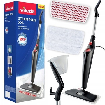 Электрическая паровая швабра с 3 сменными блоками БЕСПЛАТНО Vileda Steam Plus XXL Power Pad 3.0