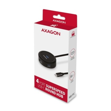 AXAGON круглый 4-портовый концентратор USB-C 3.2, micro USB, кабель USB-C 30 см