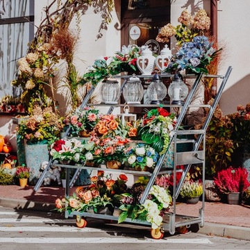 Датская тележка для цветов с 3 полками 172х56х140 см на колесах Мега-М