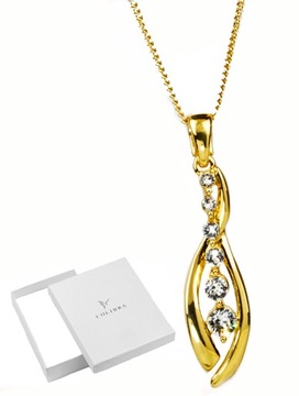 ZŁOTY NASZYJNIK ŁAŃCUSZEK Z KRYSZTAŁAMI SWAROVSKI