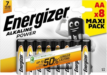 8x Bateria ENERGIZER Alkaline Power LR6 AA R6 E91 1,5V