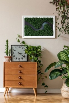 Картина с настоящим мхом Река в лесу 60х40