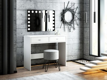 БЕЛЫЙ ТРУБОЙ СТОЛИК, ЗЕРКАЛО, СВЕТОДИОДНОЕ ОСВЕЩЕНИЕ