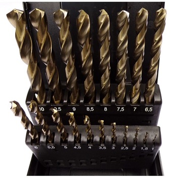 WIERTŁO KOBALTOWE ZESTAW WIERTEŁ DO METALU 19szt 1-10mm VIS HSS-E HSS-Co