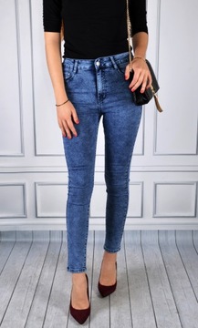 Spodnie Jeansy Wysoki Stan Jeansowe Push-Up Skinny