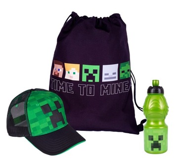 Zestaw Worek Bidon i Czapka Minecraft