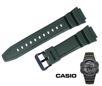 Oryginalny pasek CASIO AE-1000W-3 zielony gumowy teleskopy GRATIS 18 mm