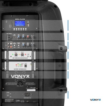 Мобильный динамик для вечеринок Порт 12 дюймов, 800 Вт, аккумулятор BT, 2 микрофона