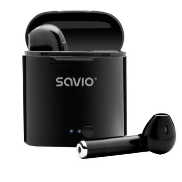 Słuchawki Bezprzewodowe Douszne SAVIO TWS-02 Bluetooth 5.0 Dioda LED Czarne