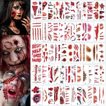 TATUAŻE RANY BLIZNY HALLOWEEN CHARAKTERYZACJA 280 naklejek