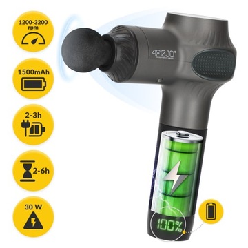 МАССАЖНЫЙ ПИСТОЛЕТ МОЩНЫЙ БЕСПРОВОДНОЙ МАССАЖЕР ДЛЯ СПИНЫ, НАБОР 8 ГОЛОВОК