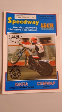 ISKRA OSTRÓW WLKP - KOLEJARZ OPOLE 07-07-1996 - PROGRAM ŻUŻLOWY CZYSTY