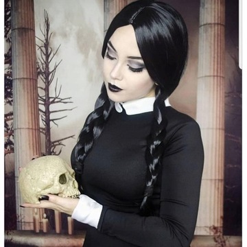 ПАРИК WEDNESDAY ADDAMS, ГЛЯНЦЕВЫЙ ЧЕРНЫЙ, УНИВЕРСАЛЬНЫЙ