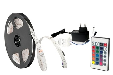 TAŚMA LED SMD 2835 5m ZESTAW KOLOROWA RGB PILOT