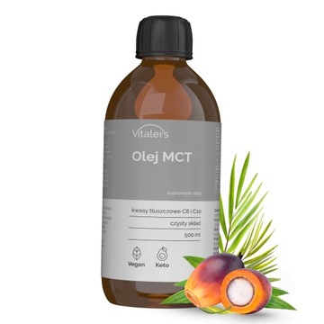 Olej MCT Zdrowe kwasy tłuszczowe C8 C10 Dieta Keto Vegan Tłuszcze 500 ml
