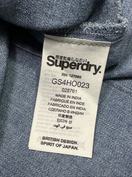 SUPERDRY Koszula Jeansowa Damska Rękaw 3/4 Haftowany Wzorek Logowana r. M