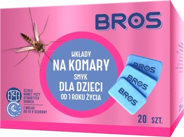 WKŁAD UZUPEŁNIACZ DO ELEKTRO FUMIGATORA NA KOMARY BROS DLA DZIECI (20 SZT)