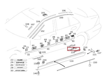 MERCEDES C-KLASA W203 Spinka progu tyl OE