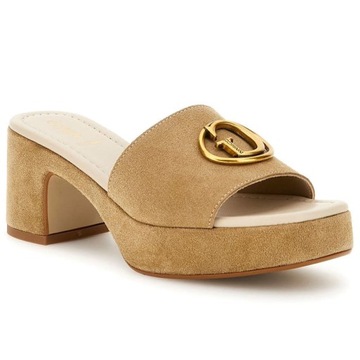 GUESS BEŻOWE DAMSKIE SKÓRZANE KLAPKI 39