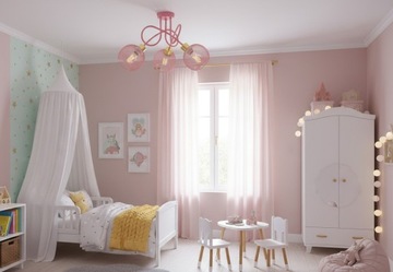 РОЗОВАЯ ЛЮСТРА ДЛЯ ДЕТСКОЙ КОМНАТЫ ДЕВОЧКИ, ПОТОЛОЧНЫЙ ПОДВЕСНОЙ ЛОФТ