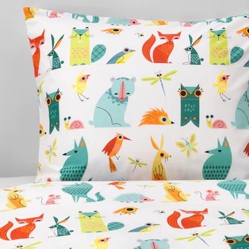 IKEA LATTJO Pościel dzieci 150x200 zwierzątka LIS
